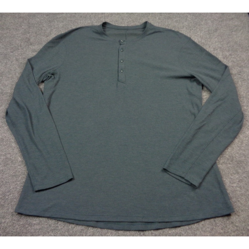 Lululemon Henley Shirt Men XL Gray Green Long Sleeve Lightweight Raglan Athletic